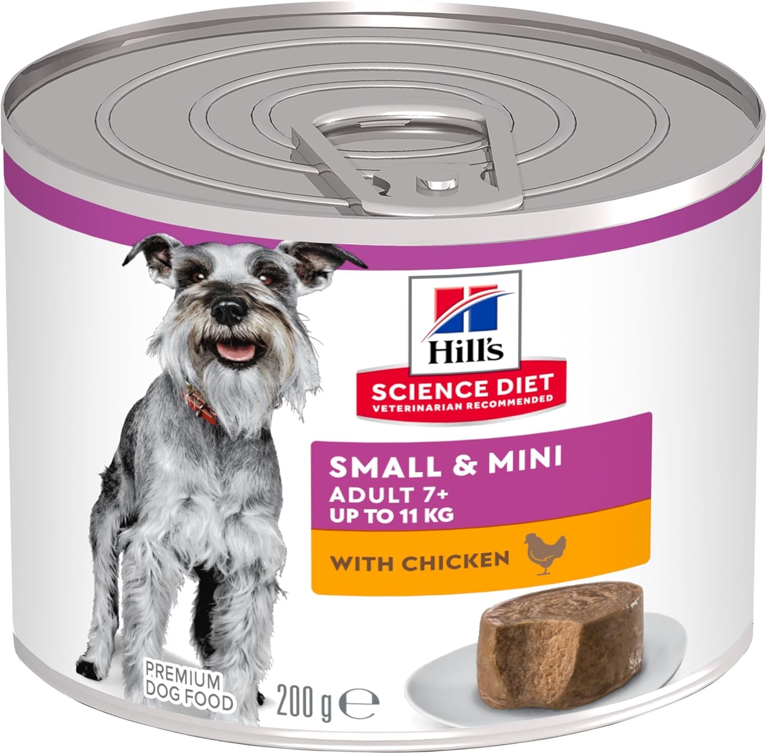 Adult 7+ Senior Small & Mini with Chicken Canned Wet Dog Food 12X200G